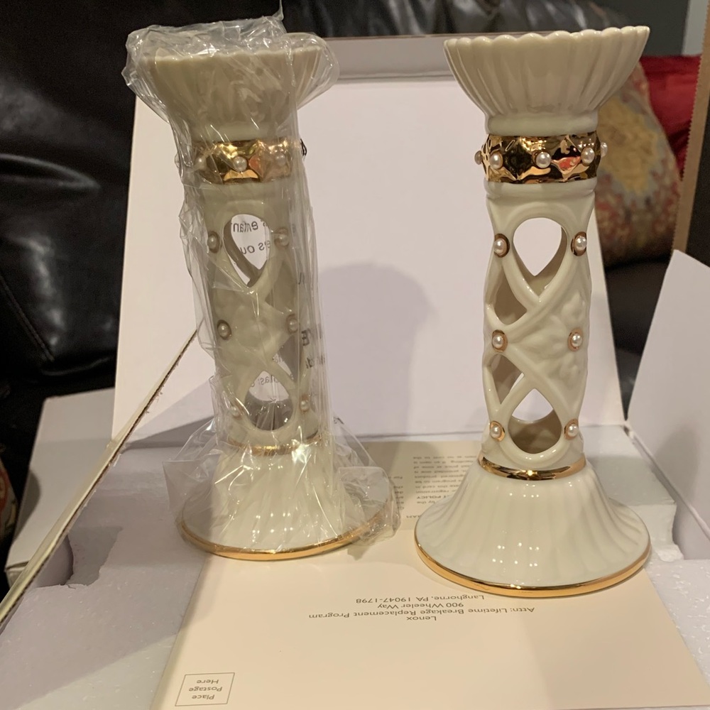 Lenox candlestick holders pair pearl